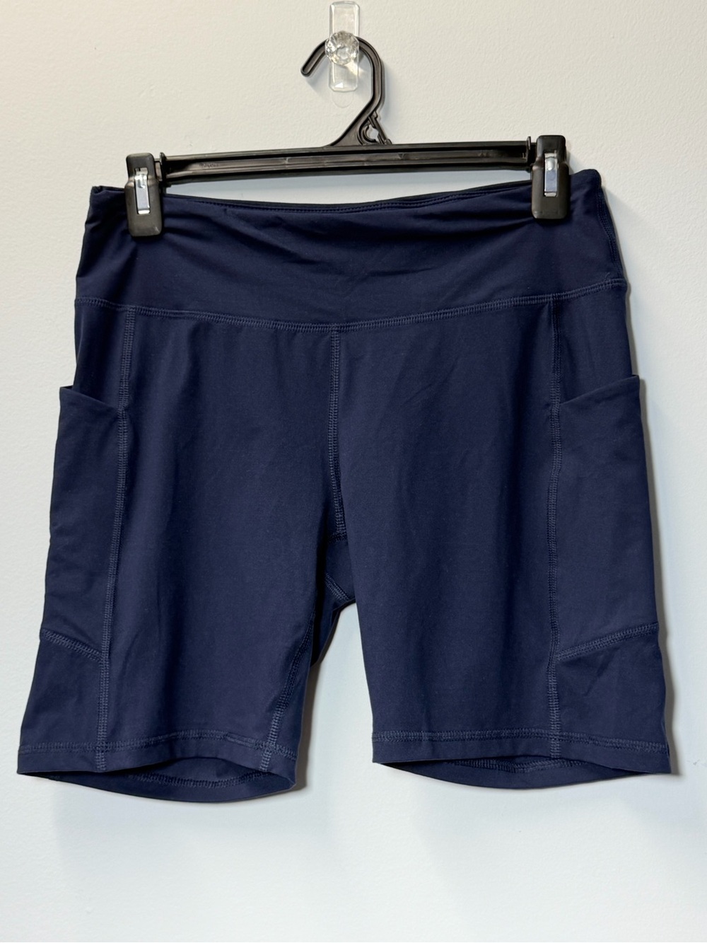 Rae Mode Navy Blue Buttersoft High Waisted Biker Shorts with Pockets - Size L